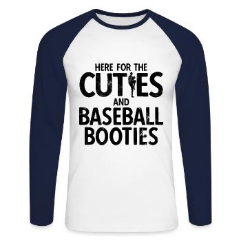 Baseball - Unisex Baseballshirt langarm - Weiß/Navy - Vorne - Nik (191cm)