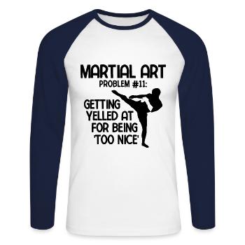 Mixed Martial Arts MMA - Unisex Baseballshirt langarm - Weiß/Navy - Vorne - Nik (191cm)