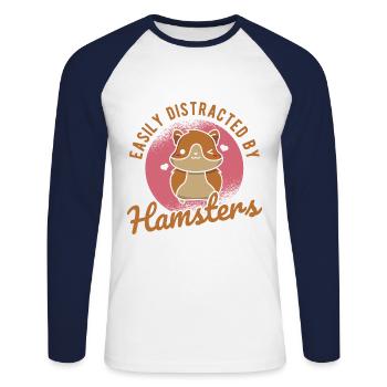 Nagetier Hamster - Unisex Baseballshirt langarm - Weiß/Navy - Vorne - Nik (191cm)