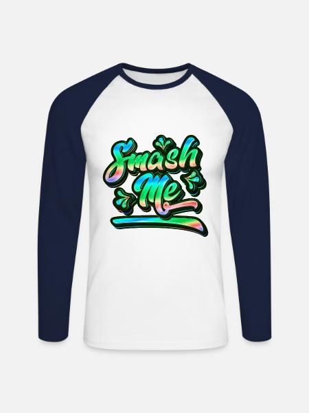 Smash Me | Jugendwort 2022 - Unisex Long Sleeve Baseball T-Shirt - white/navy