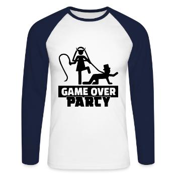 Game Over Bachelor Party Wedding Shower Marriage - Unisex Long Sleeve Baseball T-Shirt - white/navy - Front - Nik (191cm)