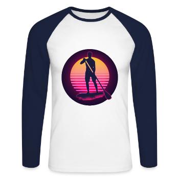 Stand Up Paddling Sup Sonne - Unisex Baseballshirt langarm - Weiß/Navy - Vorne - Nik (191cm)