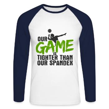Volleyballer Spruch Für Volleyballspiel Volleyball - Unisex Baseballshirt langarm - Weiß/Navy - Vorne - Nik (191cm)