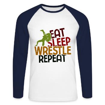Grappling Martial Arts Wrestling - Unisex Baseballshirt langarm - Weiß/Navy - Vorne - Nik (191cm)