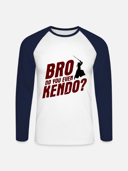 Japanischer Schwertkampf Kendo - Unisex Baseballshirt langarm - Weiß/Navy