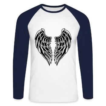 Wing Symbol Angel - Unisex Long Sleeve Baseball T-Shirt - white/navy - Front - Nik (191cm)