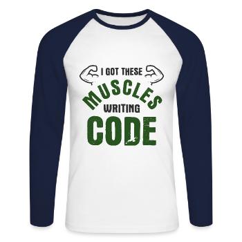 Software Ingenieur Informatiker Programmierer - Unisex Baseballshirt langarm - Weiß/Navy - Vorne - Nik (191cm)