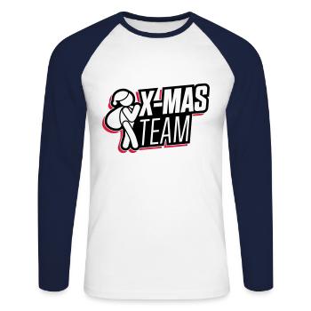 weihnachten xmas team christmas - Unisex Baseballshirt langarm - Weiß/Navy - Vorne - Nik (191cm)