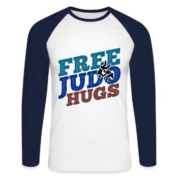 Japanischer Kampfsport Judo - Unisex Baseballshirt langarm - Weiß/Navy - Vorne - Nik (191cm)