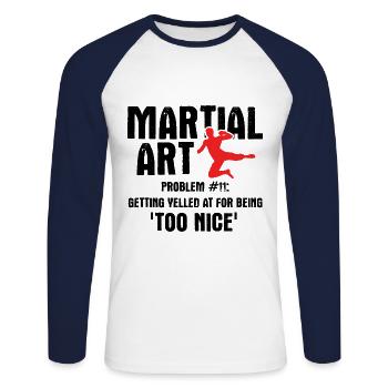 Mixed Martial Arts MMA - Unisex Baseballshirt langarm - Weiß/Navy - Vorne - Nik (191cm)