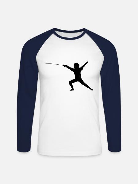 Fencing silhouette - Unisex Long Sleeve Baseball T-Shirt - white/navy