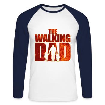 Le papa qui marche Père Lava Cadeau de fête des pères - T-shirt baseball manches longues Homme - blanc/marine - Devant - Nik (191cm)