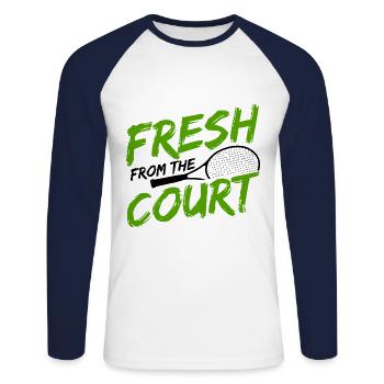 Tennisplatz Spruch Für Tennis - Unisex Baseballshirt langarm - Weiß/Navy - Vorne - Nik (191cm)