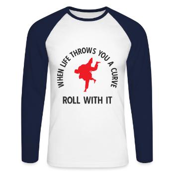 BJJ Jiu Jitsu - Unisex Baseballshirt langarm - Weiß/Navy - Vorne - Nik (191cm)