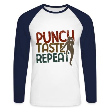 Kickboxing - Unisex Baseballshirt langarm - Weiß/Navy - Vorne - Nik (191cm)
