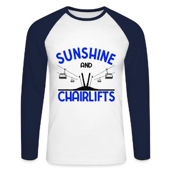 Skiurlaub Spruch Für Ski Skifahrer - Unisex Baseballshirt langarm - Weiß/Navy - Vorne - Nik (191cm)