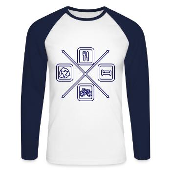 The life cycle of a cyclist, bike, cycling - Unisex Long Sleeve Baseball T-Shirt - white/navy - Front - Nik (191cm)