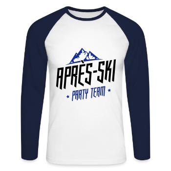 apres ski team party - Unisex Long Sleeve Baseball T-Shirt - white/navy - Front - Nik (191cm)