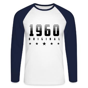 Les couleurs peuvent être modifiées | original 1960 Année de naissance - T-shirt baseball manches longues Homme - blanc/marine - Devant - Nik (191cm)