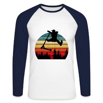 Escooter Scooter Stunt - Unisex Baseballshirt langarm - Weiß/Navy - Vorne - Nik (191cm)