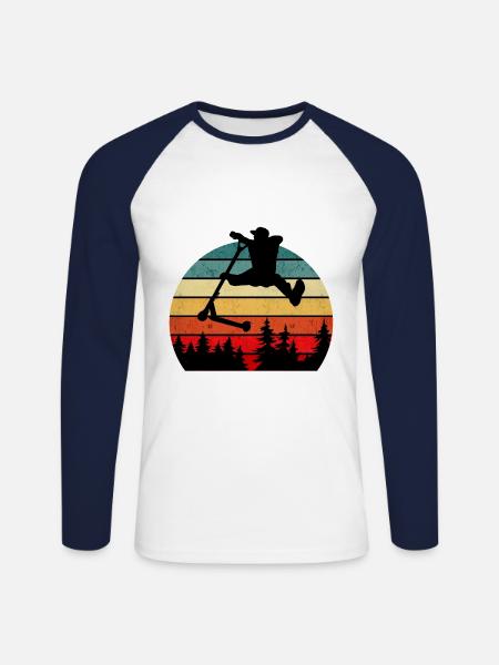 Escooter Scooter Stunt - Unisex Baseballshirt langarm - Weiß/Navy