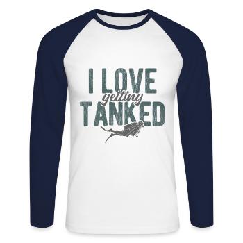 Apnoetaucher Freitaucher Taucher - Unisex Baseballshirt langarm - Weiß/Navy - Vorne - Nik (191cm)