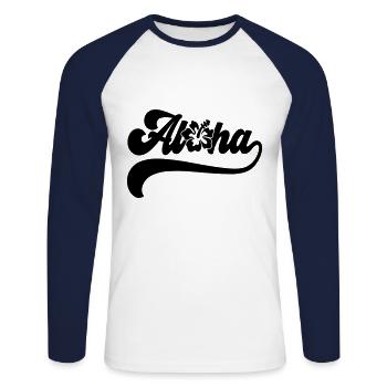 | changeable de couleur Fleurs d’hibiscus Aloha - T-shirt baseball manches longues Homme - blanc/marine - Devant - Nik (191cm)