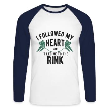 Eishockey - Unisex Baseballshirt langarm - Weiß/Navy - Vorne - Nik (191cm)