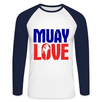 Thaiboxen Muay Thai - Unisex Baseballshirt langarm - Weiß/Navy - Vorne - Nik (191cm)