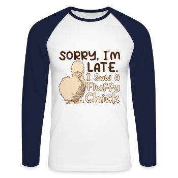 I Saw A Fluffy Chick Silkie Chicken Silken Chicken - Unisex Long Sleeve Baseball T-Shirt - white/navy - Front - Nik (191cm)
