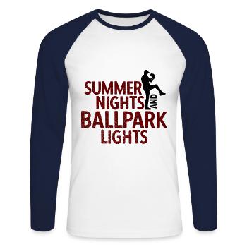 Baseball - Unisex Baseballshirt langarm - Weiß/Navy - Vorne - Nik (191cm)