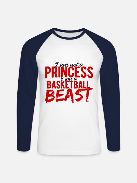 Basketball - Unisex Baseballshirt langarm - Weiß/Navy
