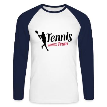 symbole de l'équipe de tennis - T-shirt baseball manches longues Homme - blanc/marine - Devant - Nik (191cm)