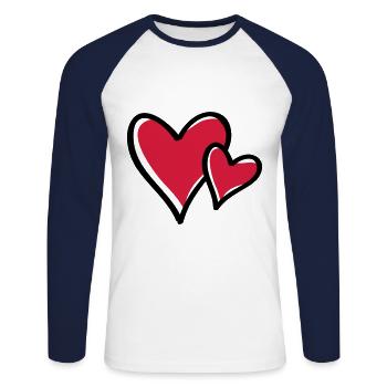 herzen symbol - Unisex Baseballshirt langarm - Weiß/Navy - Vorne - Nik (191cm)