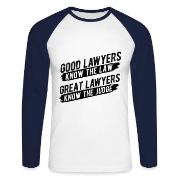 Richter Jurist Anwalt - Unisex Baseballshirt langarm - Weiß/Navy - Vorne - Nik (191cm)