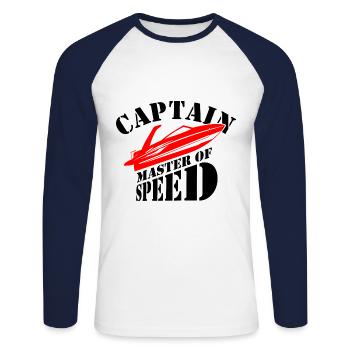 Boat Captain Hobby Gift Skipper - Unisex Long Sleeve Baseball T-Shirt - white/navy - Front - Nik (191cm)