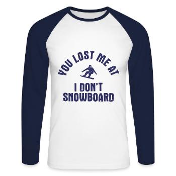 Snowboard Spruch für Snowboarder - Unisex Baseballshirt langarm - Weiß/Navy - Vorne - Nik (191cm)