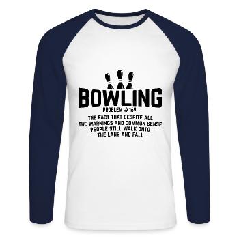 Bowling - Unisex Baseballshirt langarm - Weiß/Navy - Vorne - Nik (191cm)