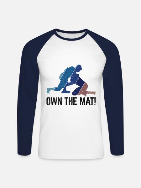 Grappling Martial Arts Wrestling - Unisex Baseballshirt langarm - Weiß/Navy