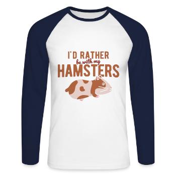 Nagetier Hamster - Unisex Baseballshirt langarm - Weiß/Navy - Vorne - Nik (191cm)