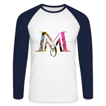 Magie Magic M | Tarot Design - Unisex Baseballshirt langarm - Weiß/Navy - Vorne - Nik (191cm)