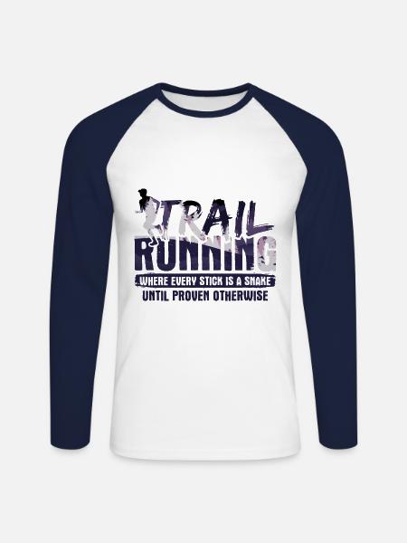 Berg-Laufen Für Läufer Trailrunning - Unisex Baseballshirt langarm - Weiß/Navy