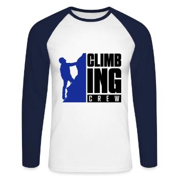 climbing crew - Unisex Long Sleeve Baseball T-Shirt - white/navy - Front - Nik (191cm)