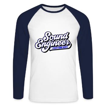 Sound Engineer Everything Hertz | Farben änderbar - Unisex Baseballshirt langarm - Weiß/Navy - Vorne - Nik (191cm)
