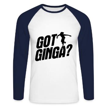 Capoeira - Unisex Baseballshirt langarm - Weiß/Navy - Vorne - Nik (191cm)