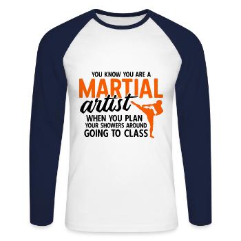 Mixed Martial Arts MMA - Unisex Baseballshirt langarm - Weiß/Navy - Vorne - Nik (191cm)