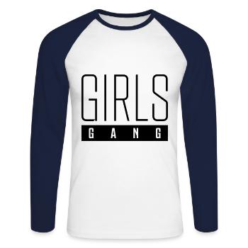 gang de filles - T-shirt baseball manches longues Homme - blanc/marine - Devant - Nik (191cm)