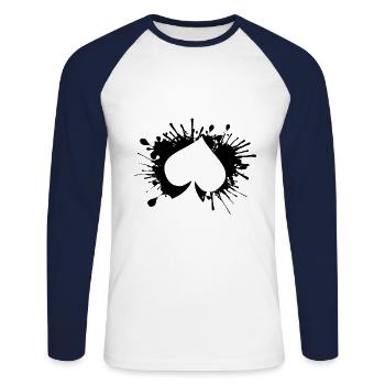 Poker Cartes de poker As de pique - T-shirt baseball manches longues Homme - blanc/marine - Devant - Nik (191cm)