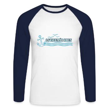 Ostseemädchen blau |Yolo-Artwork - Unisex Baseballshirt langarm - Weiß/Navy - Vorne - Nik (191cm)
