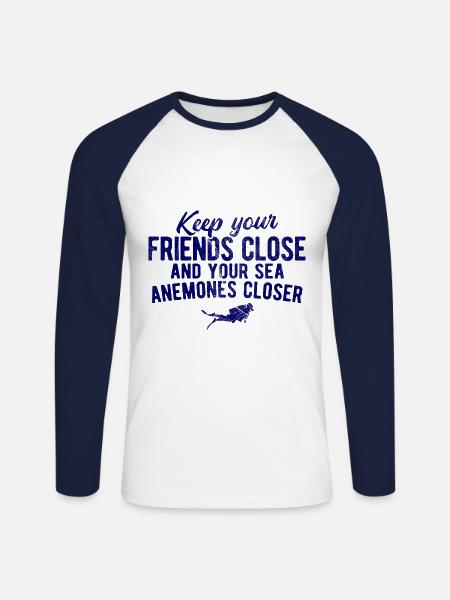 Apnoetaucher Freitaucher Taucher - Unisex Baseballshirt langarm - Weiß/Navy
